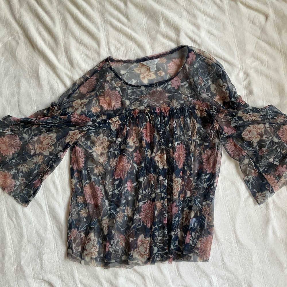See through floral top